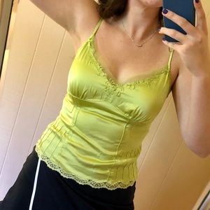 silky lime green & lace tank